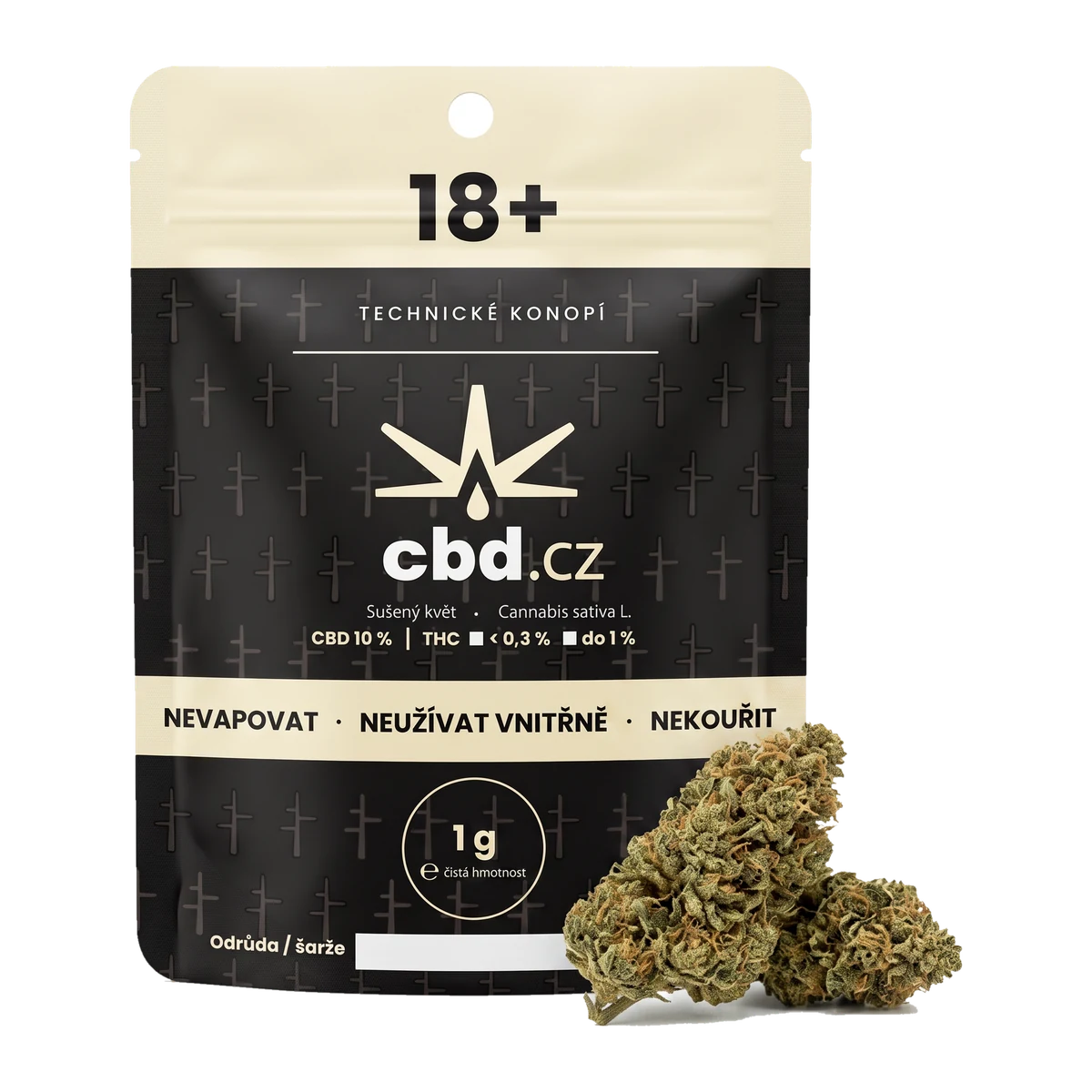 Cookies – CBD květy ze skleníku – 1g sáček, krémový horní pruh