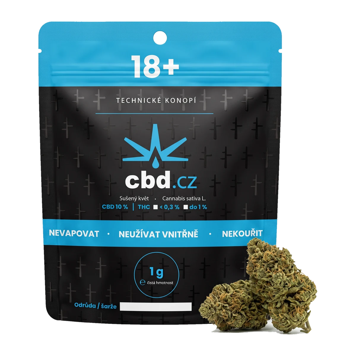 Blackberry Kush – skleníkové CBD květy – 1g sáček, modrý horní pruh